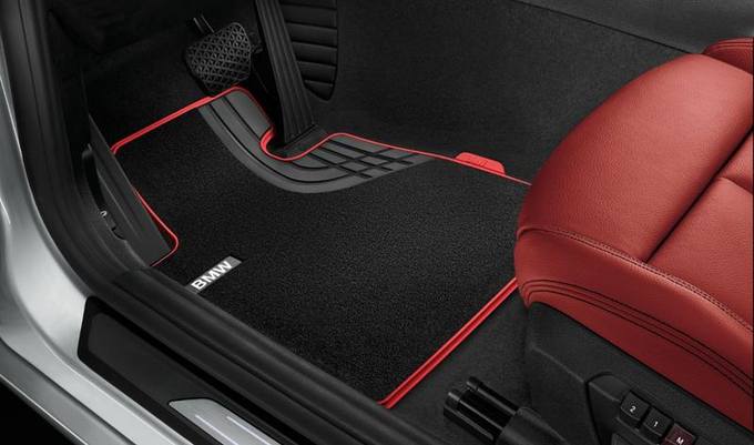 BMW Floor Mat Set - Front (Black Carpet -Red Trim) 51472339459